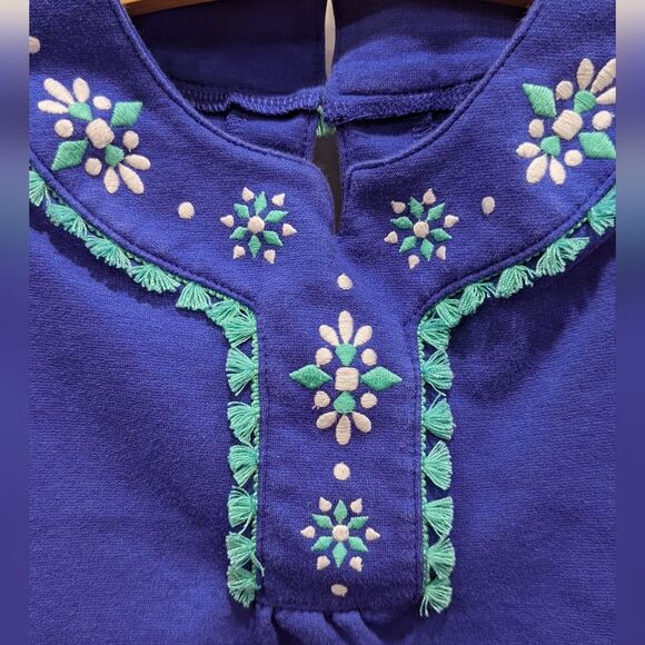 Gymboree Blue Aqua Turquoise Embroidery A Line Shiff Drees Little Girls Size 4 - Picture 5 of 6
